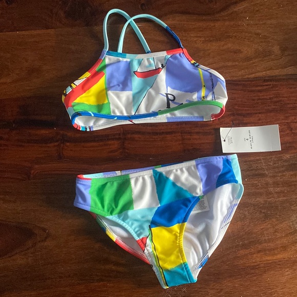 Polo Ralph Lauren Girls Multicolor Sailboat Two Piece Swimsuit - Picture 5 of 10